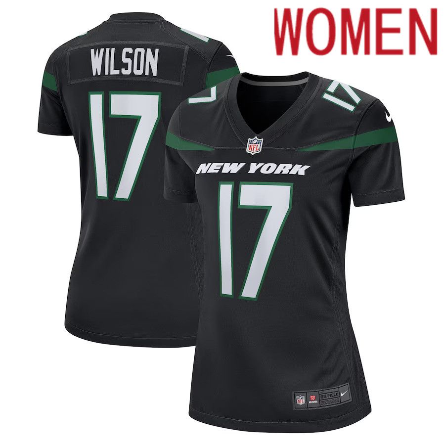 Women New York Jets #17 Garrett Wilson Nike Stealth Black Alternate Game Player NFL Jersey